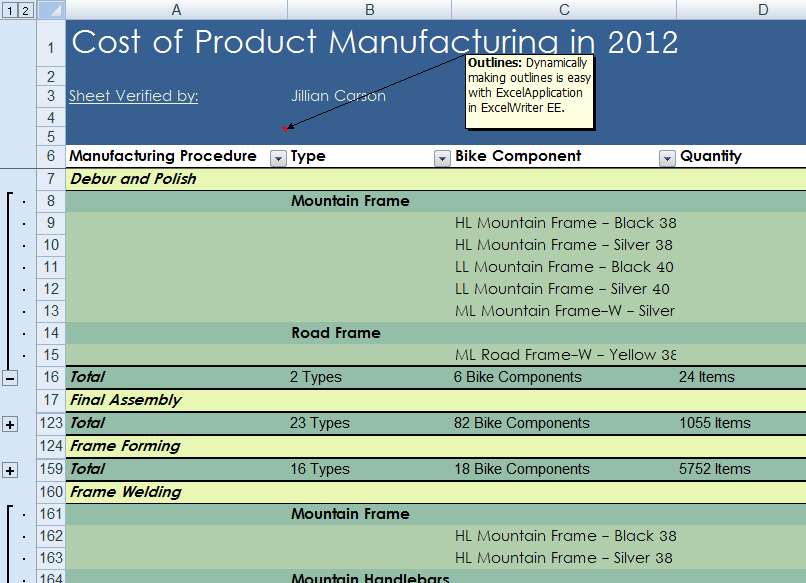 Outlining Excel Reports with ExcelWriter