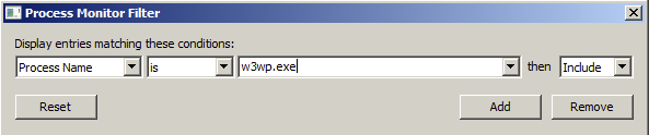 Process is w3wp.exe Rule